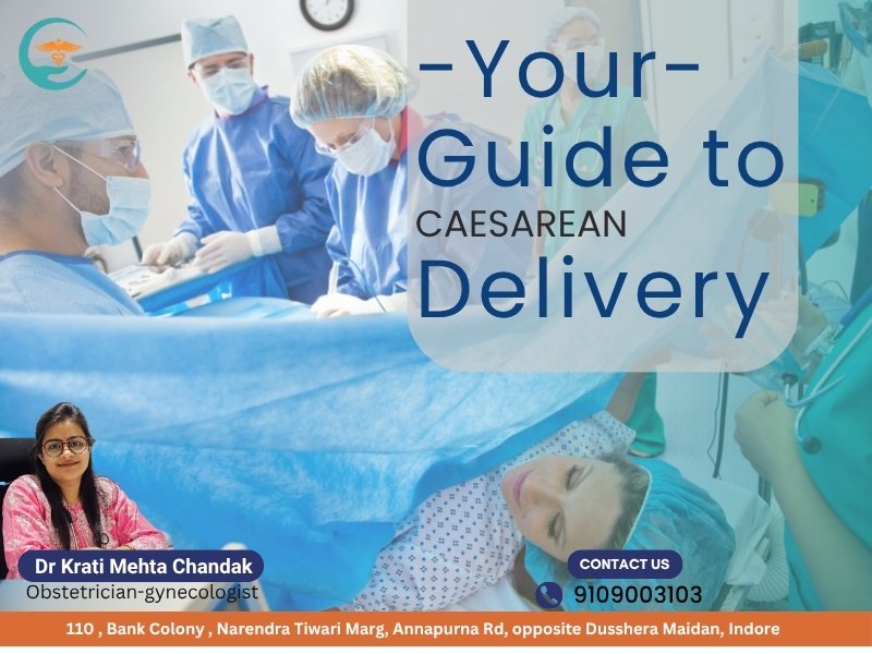 Dr Krati Mehta Chandak performing C-Section Surgery in Indore with a patient in the operating room.